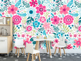 Blue Pink Flowers  Wallpaper